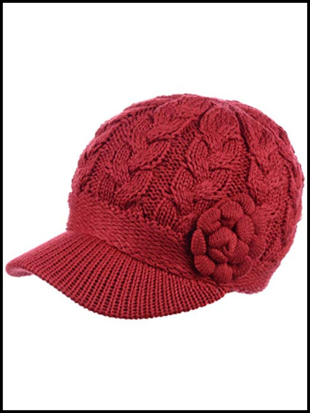 Womens Winter Chic Cable Knit Fleece Lined Crochet Newsboy Cabbie Cap